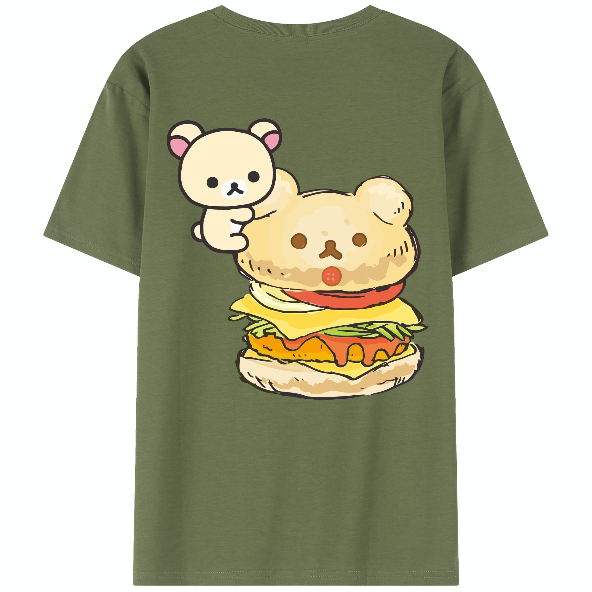 （画像用） リラックマ リラックマ キイロイトリ Rilakkuma Korilakkuma Kiiroitori 綿100％半袖Tシャツ（背面プリント）